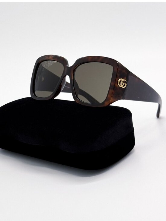 New Gucci Havana Gray Women Oversized Sunglasses GG1402SA 002 main image 6